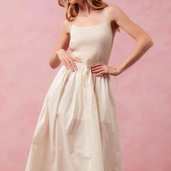 SO ME Smocked Sleeveless Casual Everyday Dress With‎ Slit - Picture 6 of 10